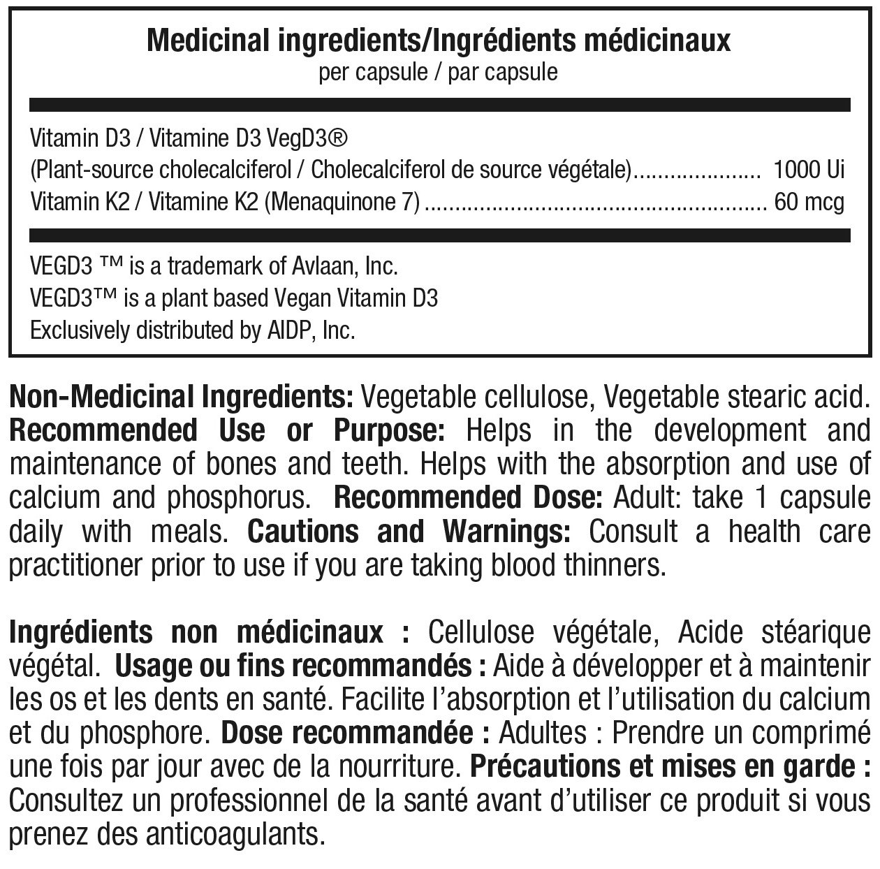 valeurs nutritionnelles